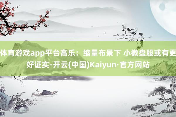 体育游戏app平台高乐：缩量布景下 小微盘股或有更好证实-开云(中国)Kaiyun·官方网站