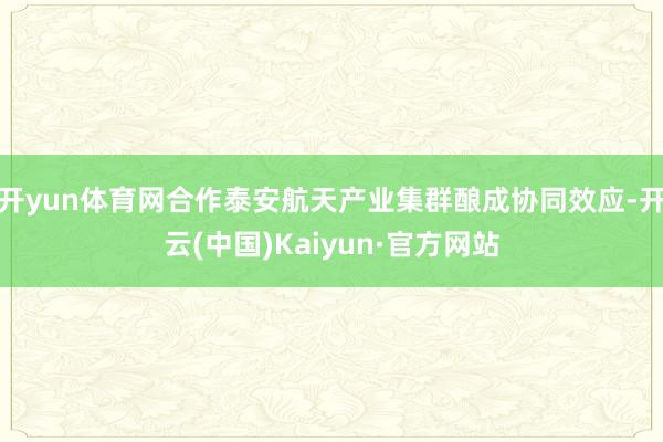 开yun体育网合作泰安航天产业集群酿成协同效应-开云(中国)Kaiyun·官方网站